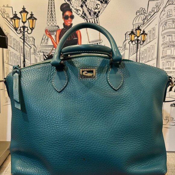 Dooney & Bourke Dillen II Satchel in Teal Pebble Leather & Leather Wallet - Picture 3 of 15